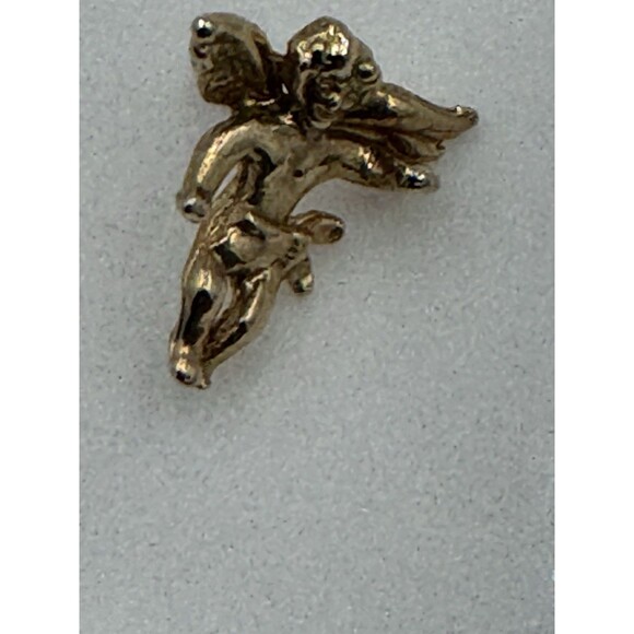 Vintage Guardian Angel Cherub Gold Tone Pin 1" x 1.25" Lapel Hat Brooch - Picture 7 of 7